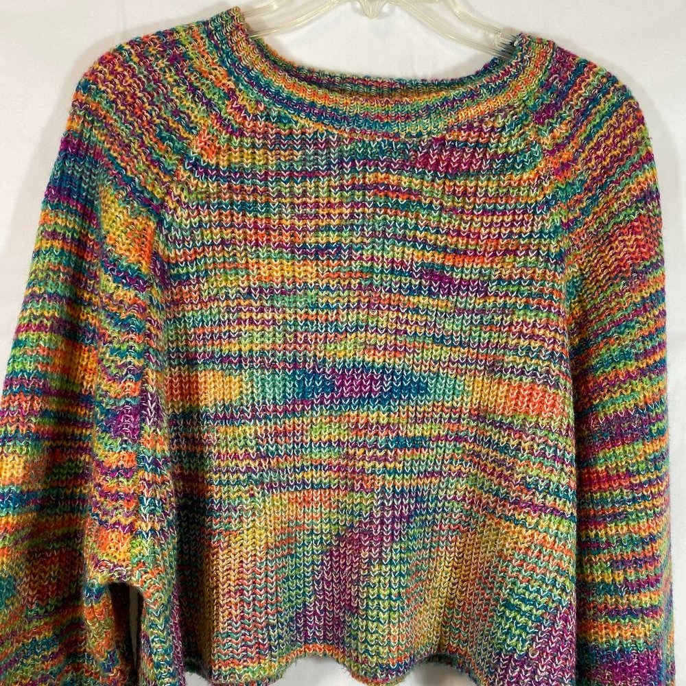 IN San Francisco Multicolor Pastel Cropped Long Sleeve Sweater NWOT Size Medium - Picture 4 of 15